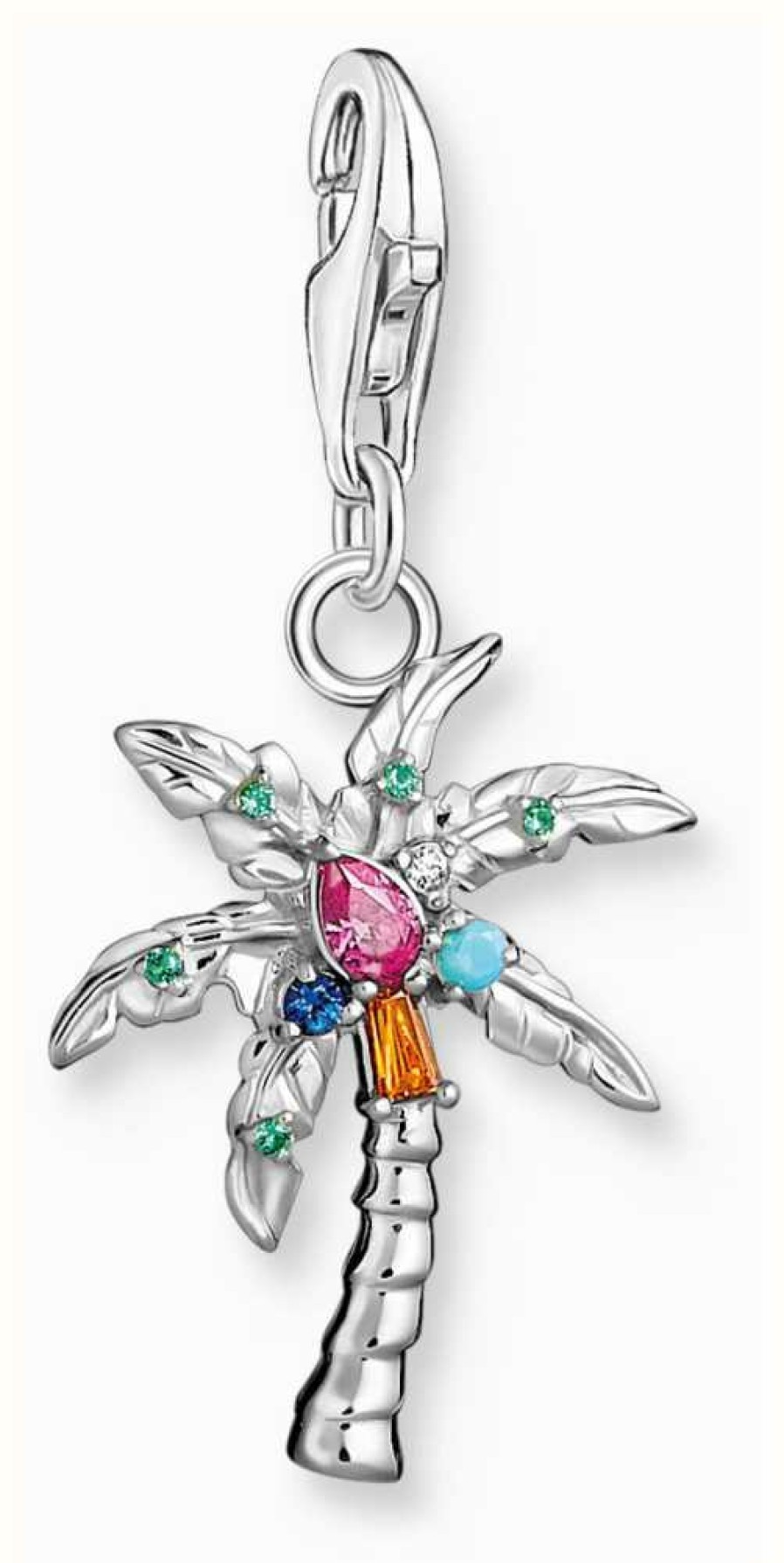 Jewelry Thomas Sabo Jewellery | Thomas Sabo Palm Tree Charm Pendant | Sterling Silver | Multicoloured Crystals