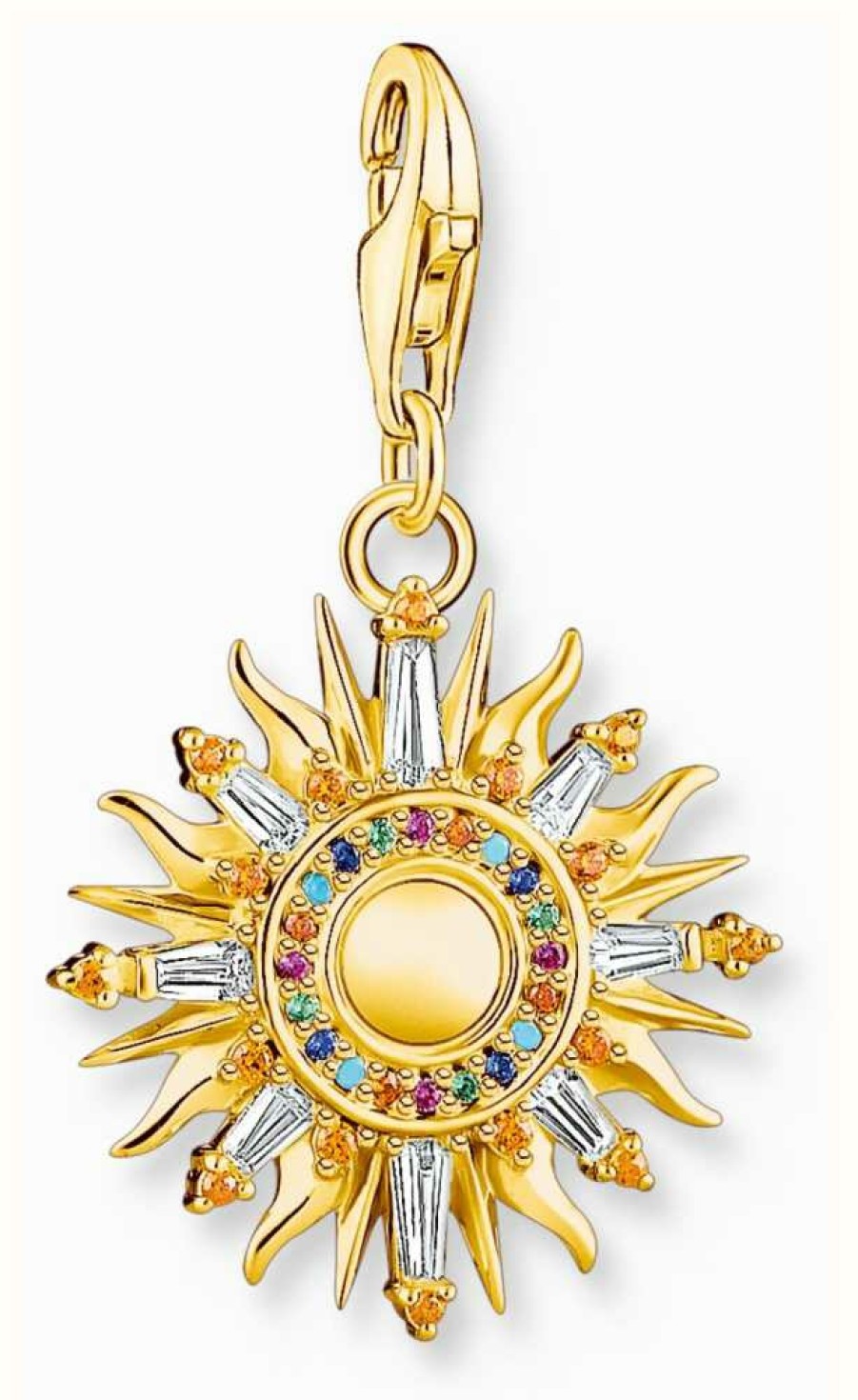 Jewelry Thomas Sabo Jewellery | Thomas Sabo Sun Charm Pendant | Gold Plated Sterling Silver | Crystal Set