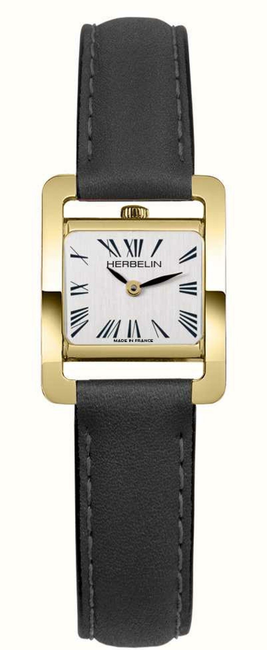 Women'S Herbelin | Herbelin V Avenue (22.5Mm) White Dial / Black Leather Strap