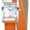 Women'S Herbelin | Herbelin V Avenue | Mother-Of-Pearl Dial | Orange Leather Strap