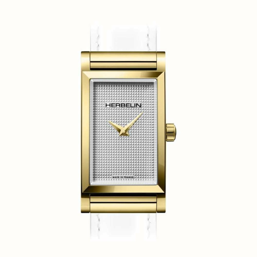 Women'S Herbelin | Herbelin Antares Watch Case - Textured Silver Dial / Gold Pvd Steel - Case Only