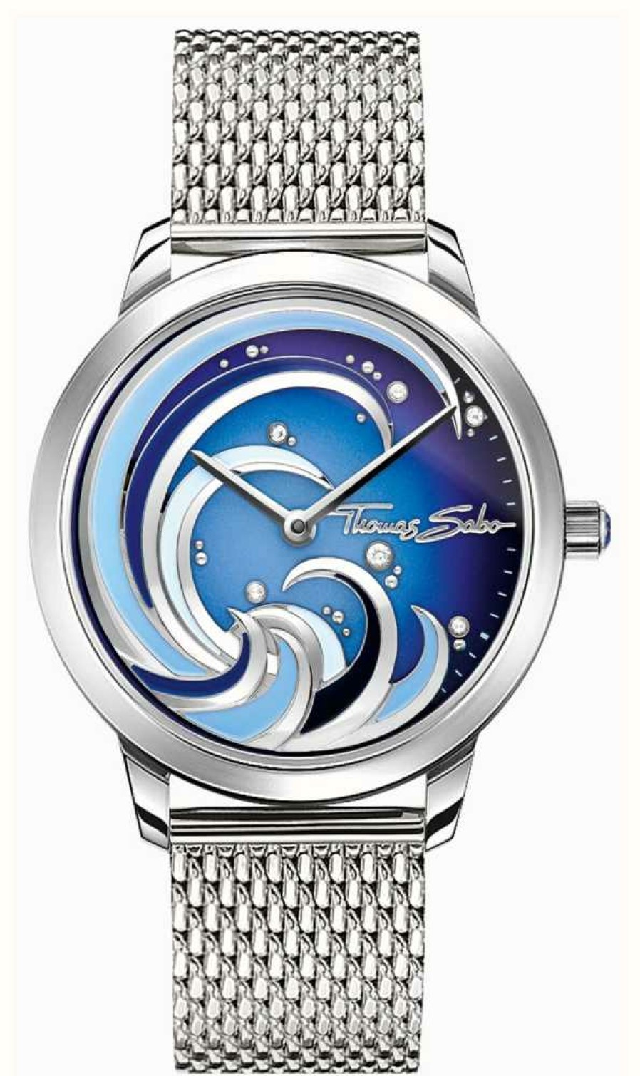 Women'S Thomas Sabo | Thomas Sabo Ocean Vibes (33Mm) Blue Wave Dial / Stainless Steel Mesh