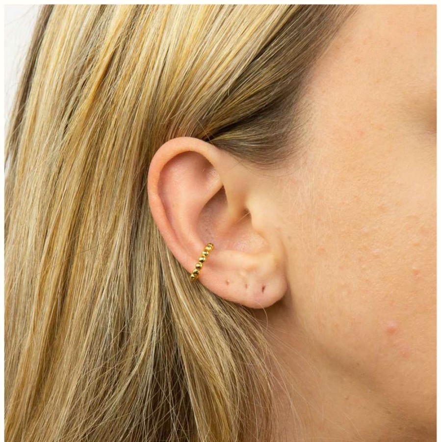 Jewelry Elements Silver | Elements Gold Gold Plated Sterling Silver Ball Detail Ear Cuff