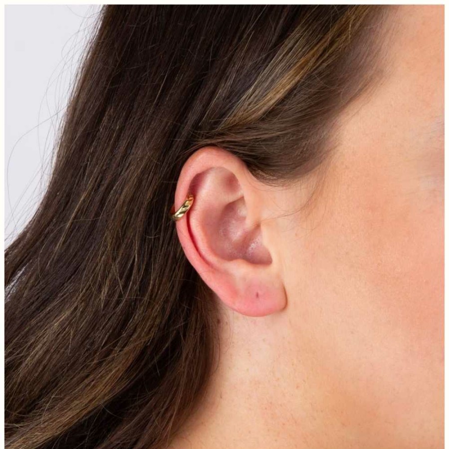 Jewelry Elements Silver | Elements Silver Gold Plated Sterling Silver Textured Ear Cuff