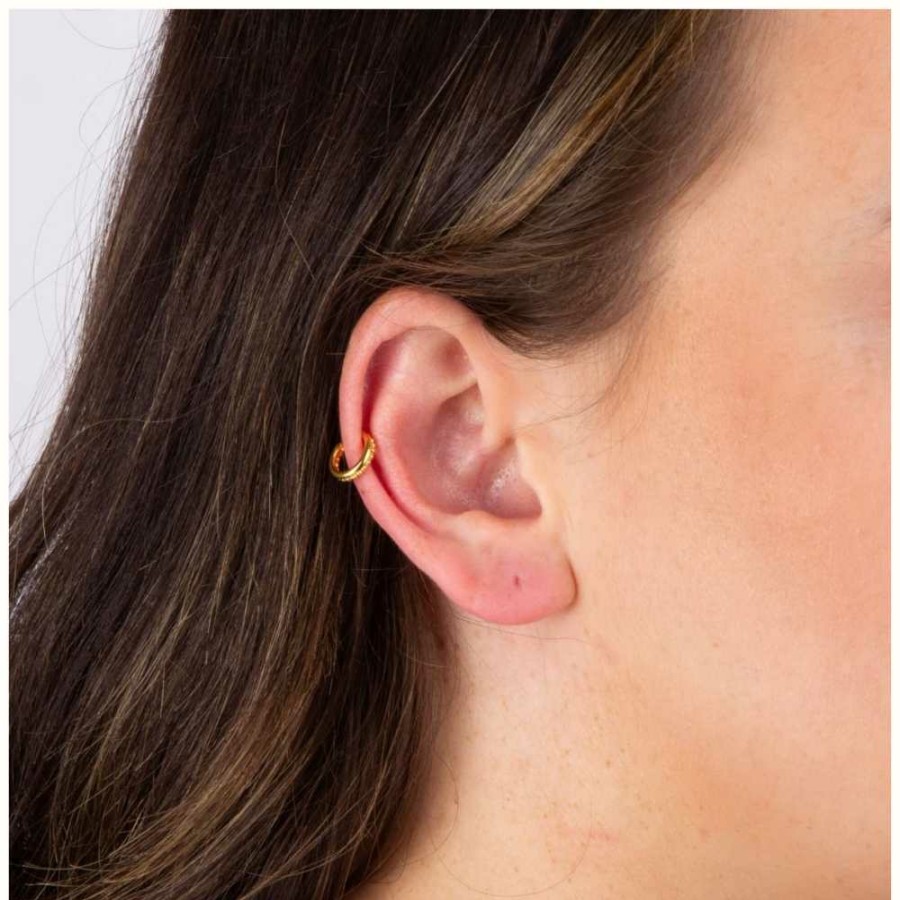 Jewelry Elements Silver | Elements Silver Gold Plated Sterling Silver Double Row Ear Cuff