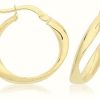 Jewelry James Moore | James Moore Th 9Ct Yellow Gold 15Mm Smooth Twist Hoop Earrings