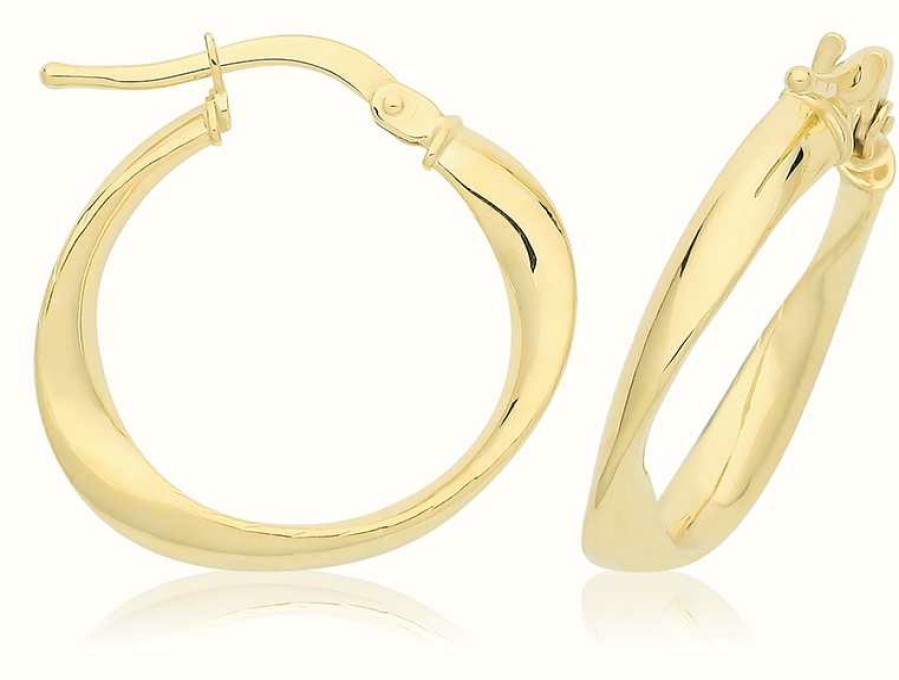 Jewelry James Moore | James Moore Th 9Ct Yellow Gold 15Mm Smooth Twist Hoop Earrings