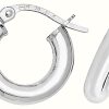 Jewelry James Moore | James Moore Th 9Ct White Gold 8Mm Round Tube Hoop Earrings