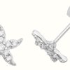 Jewelry James Moore | James Moore Th 9Ct White Gold Cubic Zirconia Starfish Stud Earrings