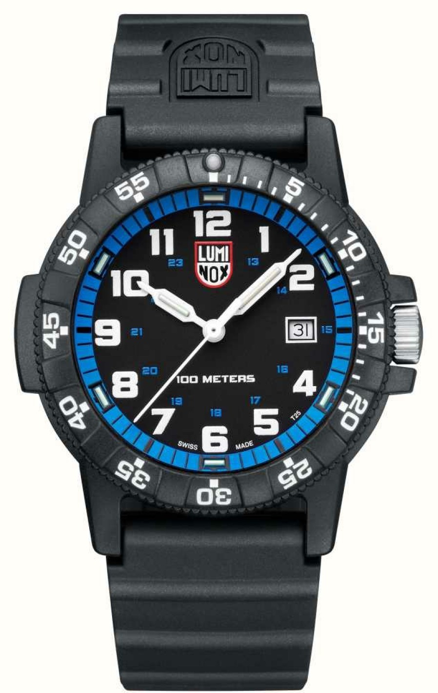 Men'S Luminox | Luminox Sea Turtle Giant 0320 Series | Blue Bezel | Black Strap