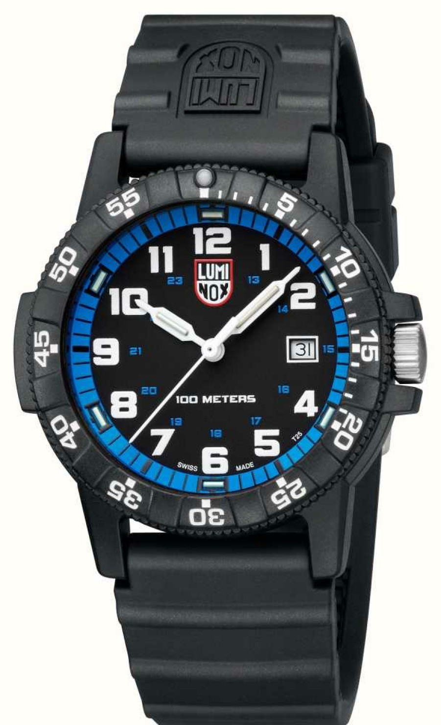 Men'S Luminox | Luminox Sea Turtle Giant 0320 Series | Blue Bezel | Black Strap