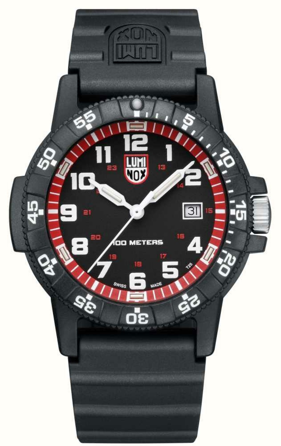 Men'S Luminox | Luminox Sea Turtle Giant 0320 Series | Red Bezel | Black Strap