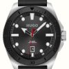 Men'S HUGO | Hugo Men'S #Visit | Black Dial | Black Leather Strap