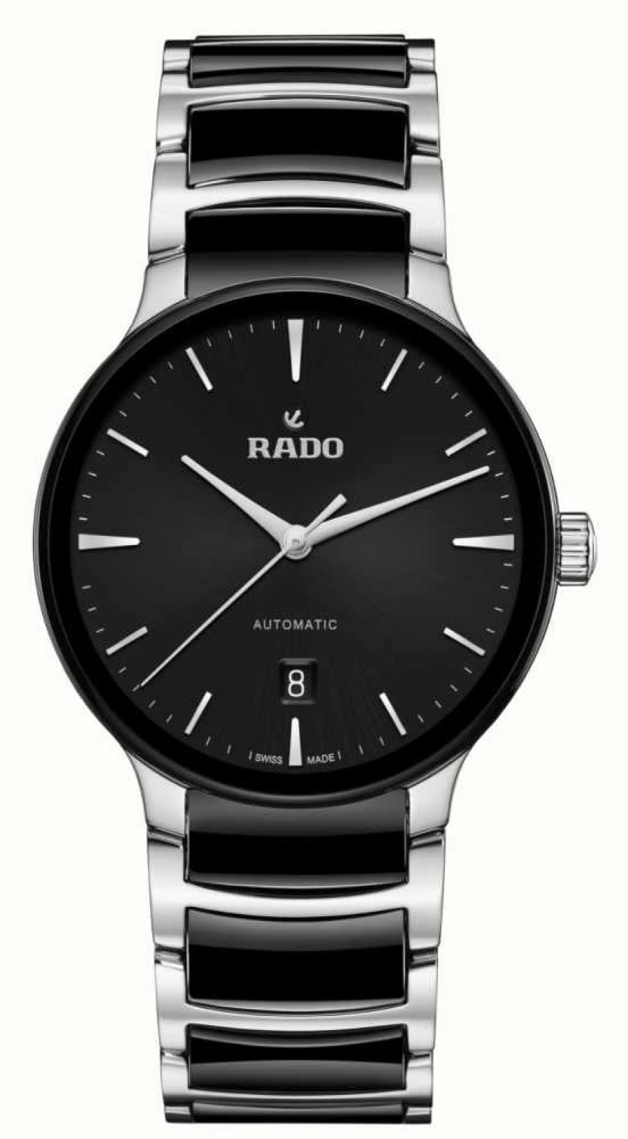 Men'S RADO | Rado Centrix Automatic (39.5Mm) Black Dial / Black High-Tech Ceramic & Stainless Steel