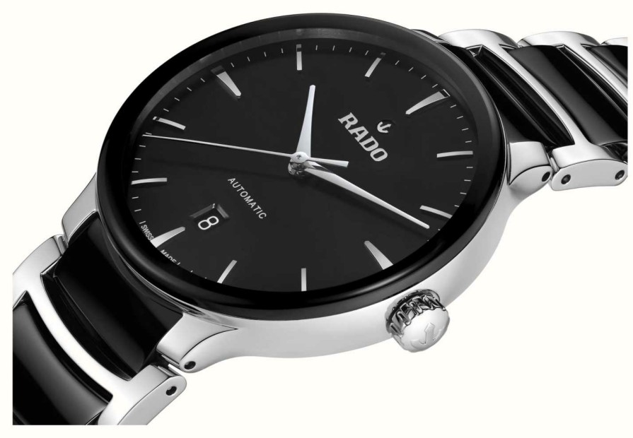 Men'S RADO | Rado Centrix Automatic (39.5Mm) Black Dial / Black High-Tech Ceramic & Stainless Steel