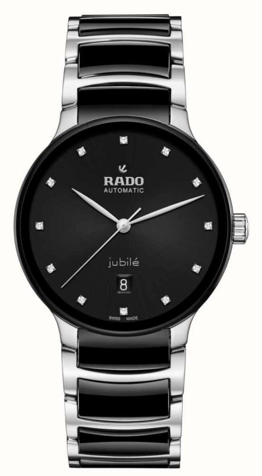 Men'S RADO | Rado Centrix Diamonds Automatic (39.5Mm) Black Dial / Black High-Tech Ceramic & Stainless Steel