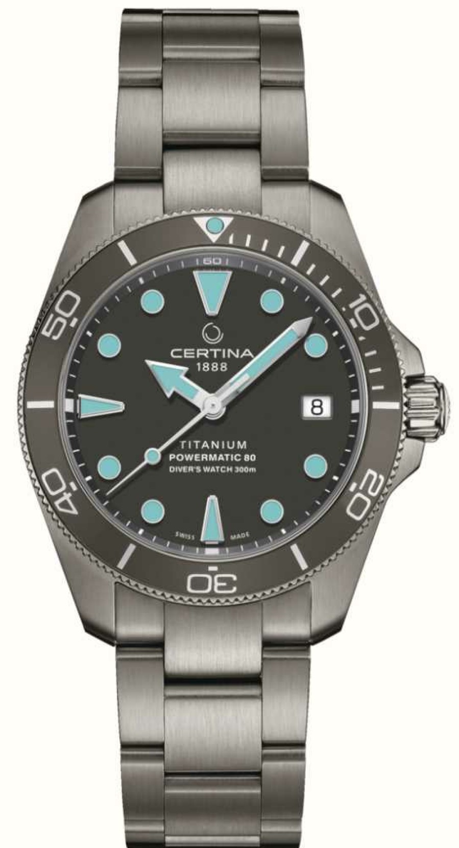 Men'S Certina | Certina Ds Action Diver Automatic Grey Titanium / Blue Markers