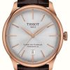 Men'S Tissot | Tissot Chemin Des Tourelles | Powermatic 80 | Silver Dial | Brown Leather Strap