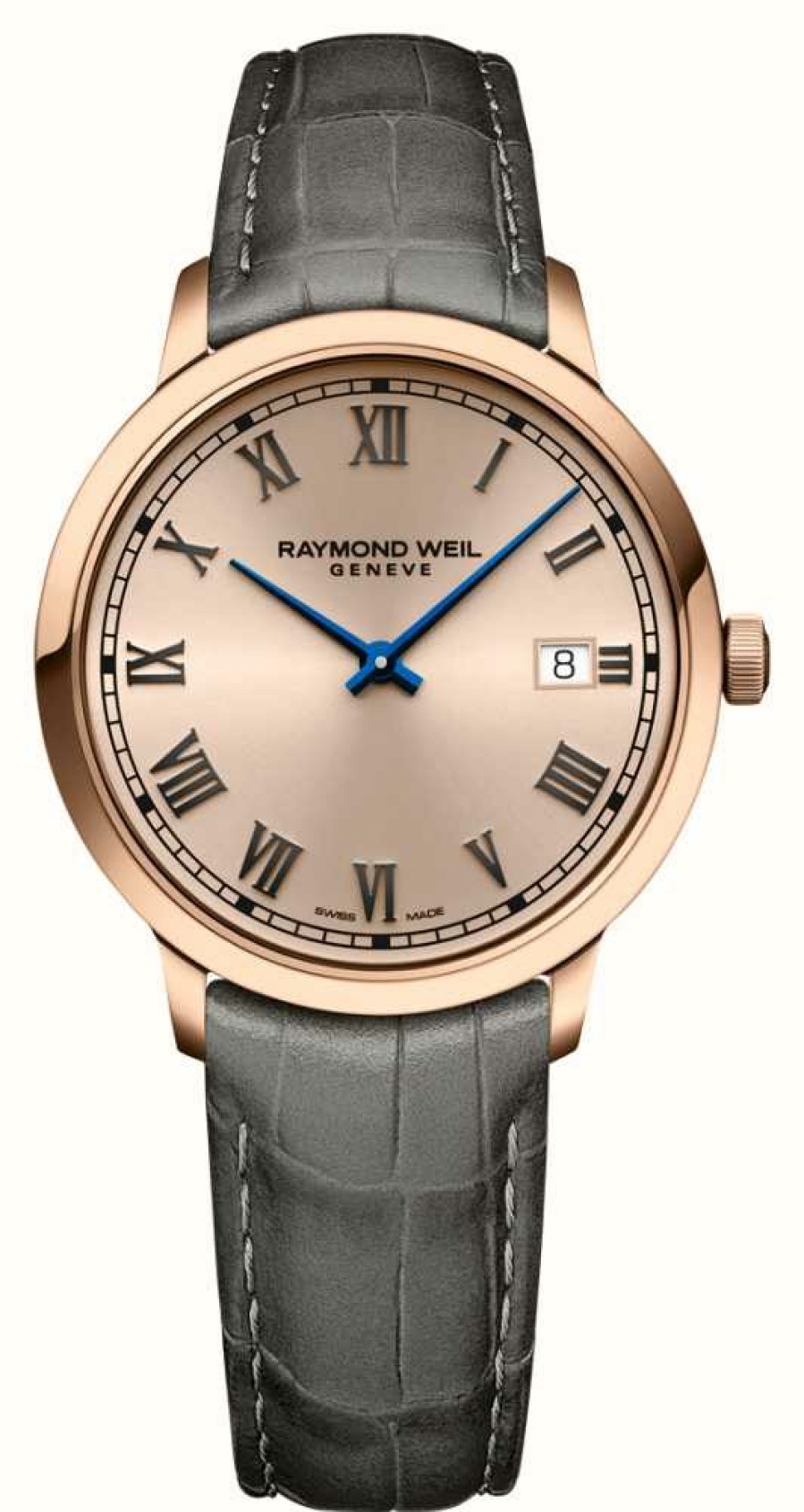 Men'S Raymond Weil | Raymond Weil Toccata Men'S | Classic Rose Dial | Grey Leather Strap