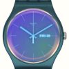 Men'S Swatch | Swatch Fade To Pink | Solar Spectrum Dial | Pink Green Gradient Silicone Strap