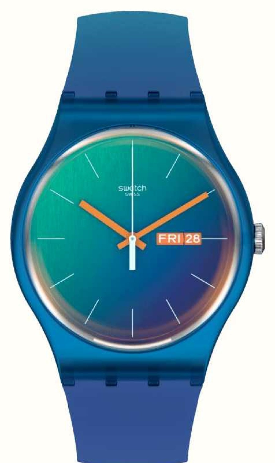 Men'S Swatch | Swatch Fade To Teal | Teal Dial | Green Blue Silicone Strap