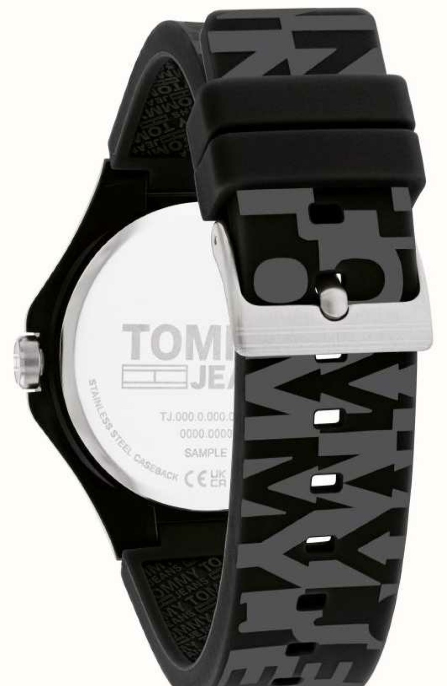 Men'S Tommy Hilfiger | Tommy Jeans Men'S | Black Flag Logo Dial | Black Silicone Strap