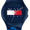 Men'S Tommy Hilfiger | Tommy Jeans Men'S | Blue Flag Dial | Blue Silicone Strap