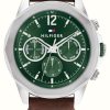 Men'S Tommy Hilfiger | Tommy Hilfiger Men'S | Green Dial | Brown Leather Strap