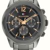 Men'S Tommy Hilfiger | Tommy Hilfiger Men'S | Black Dial | Gunmetal Stainless Steel Bracelet