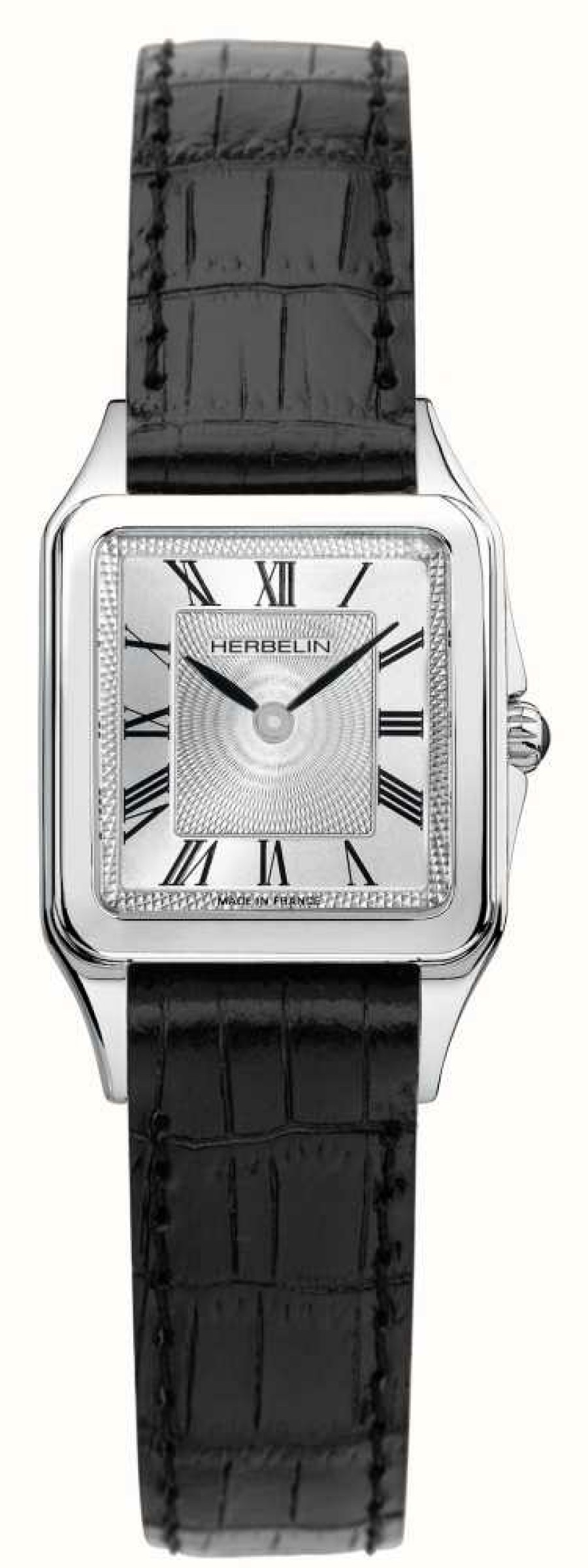 Women'S Herbelin | Herbelin Luna Quartz (24Mm) Silver Dial / Black Leather