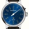 Men'S MeisterSinger | Meistersinger Bell Hora Automatic (43Mm) Blue Dial / Brown Leather