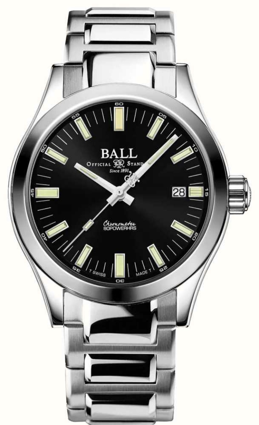 Men'S Ball Watch Company | Ball Watch Company Ball Engineer M Marvelight (40Mm) Men'S Black Dial Stainless Steel Bracelet