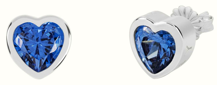 Jewelry Radley Jewellery | Radley Jewellery Heart Stud Earrings | Sterling Silver | Blue Crystal