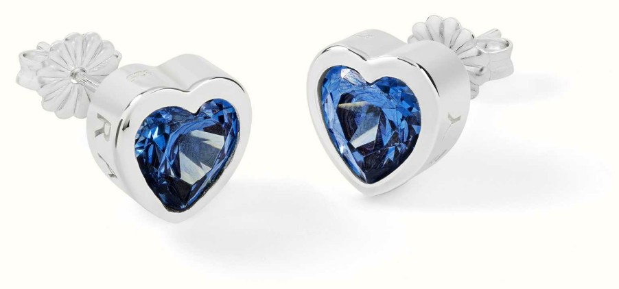 Jewelry Radley Jewellery | Radley Jewellery Heart Stud Earrings | Sterling Silver | Blue Crystal