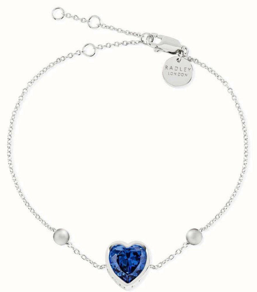 Jewelry Radley Jewellery | Radley Jewellery Blue Crystal Heart Bracelet | Sterling Silver