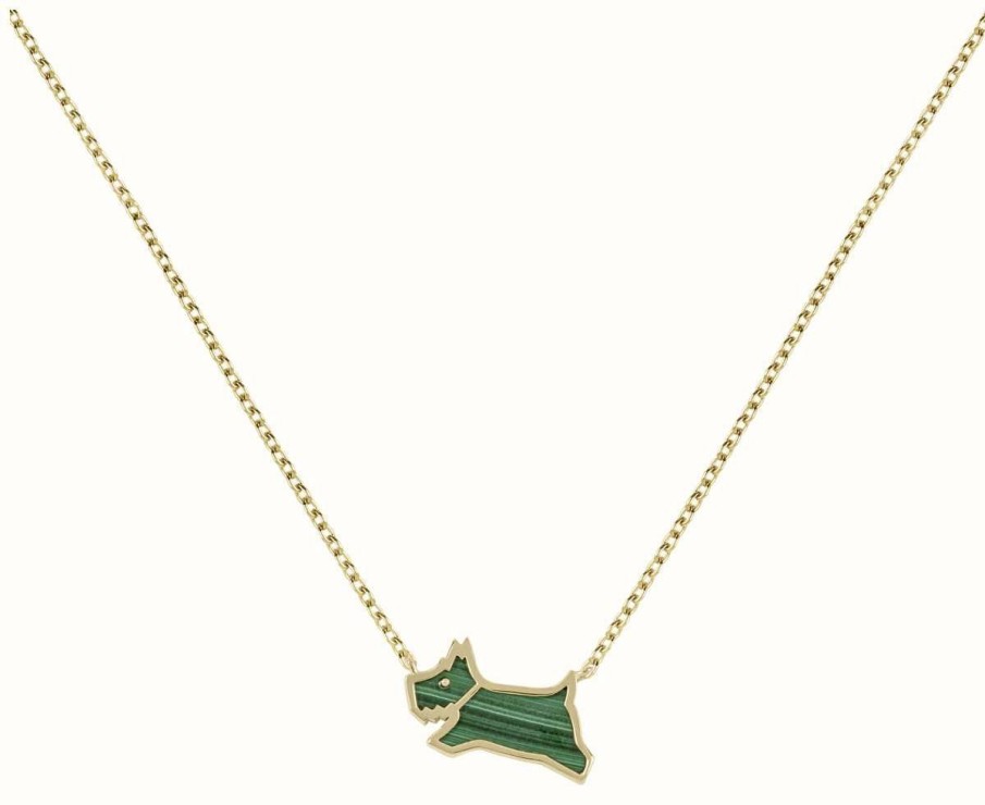 Jewelry Radley Jewellery | Radley Jewellery Dog Logo Pendant Necklace | Gold Tone | Green Crystal