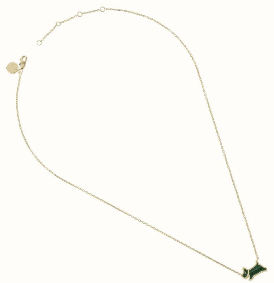 Jewelry Radley Jewellery | Radley Jewellery Dog Logo Pendant Necklace | Gold Tone | Green Crystal