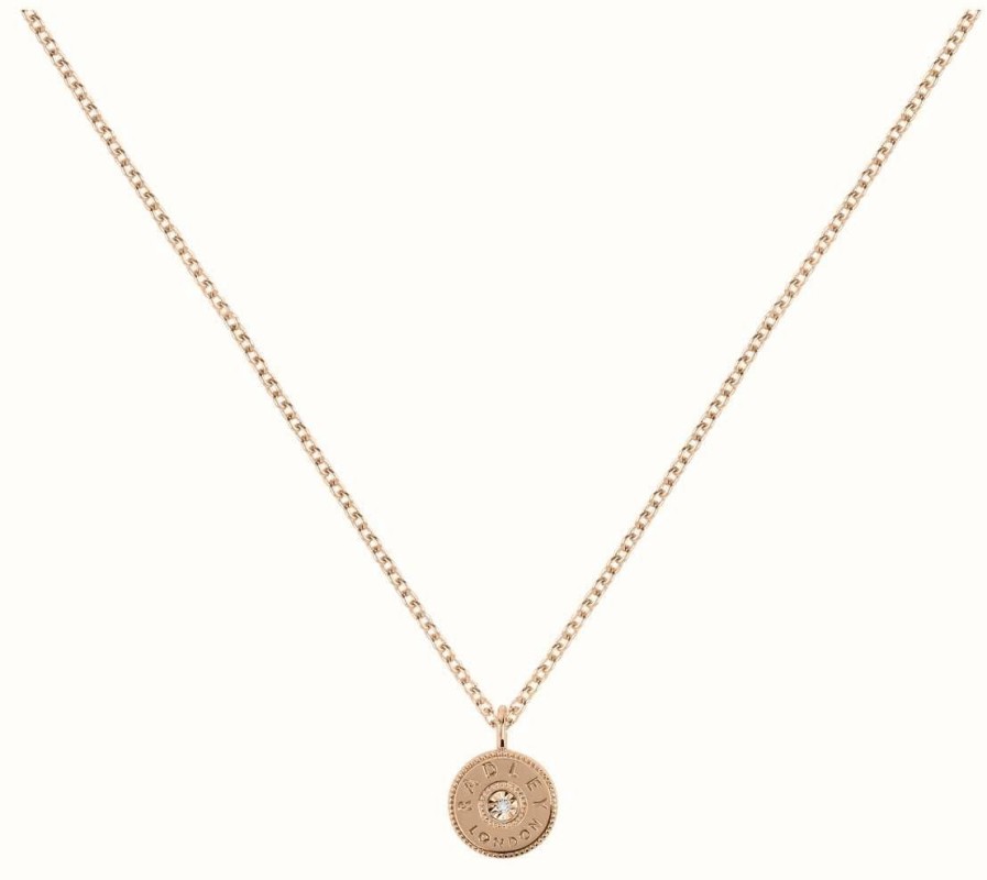 Jewelry Radley Jewellery | Radley Jewellery Disc Pendant Necklace | Rose Gold-Plated | Crystal Set