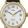 Women'S Timex | Timex Women'S White Black Leather Strap Watch