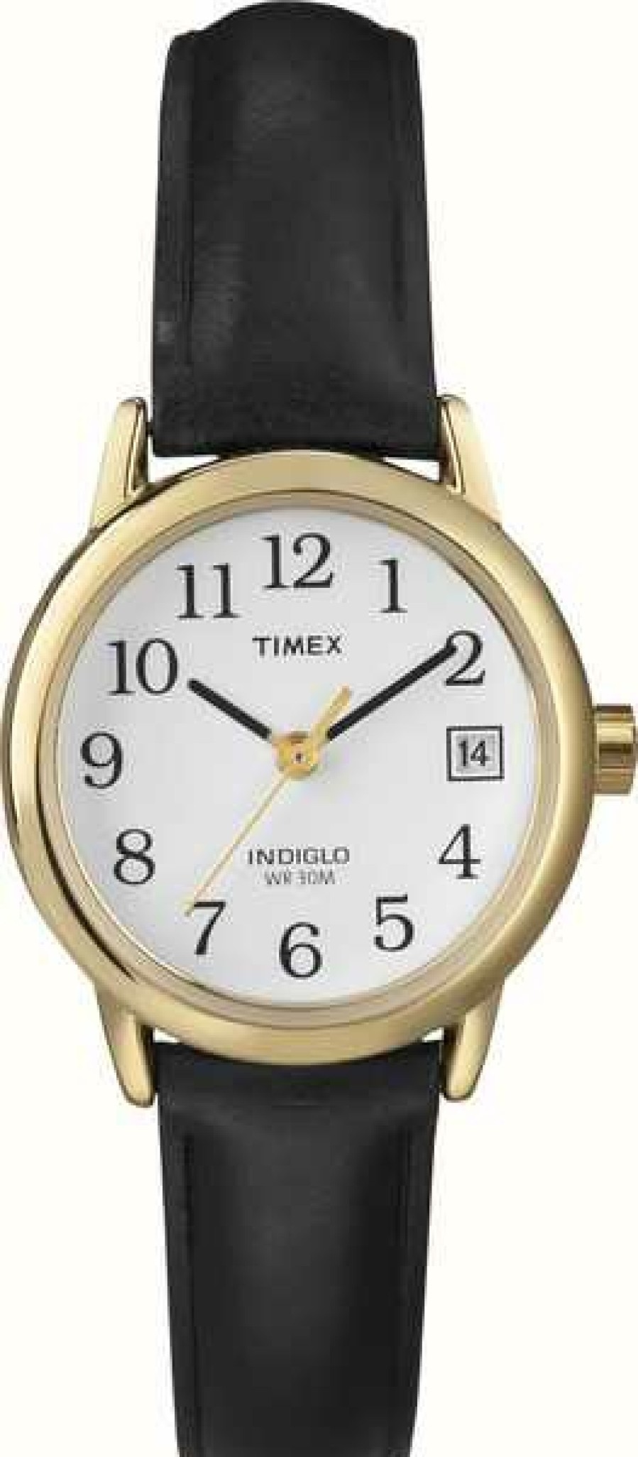 Women'S Timex | Timex Women'S White Black Leather Strap Watch