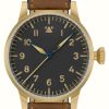 Men'S Laco | Laco Memmingen Bronze Handwinding (42Mm) Black Dial / Brown Leather