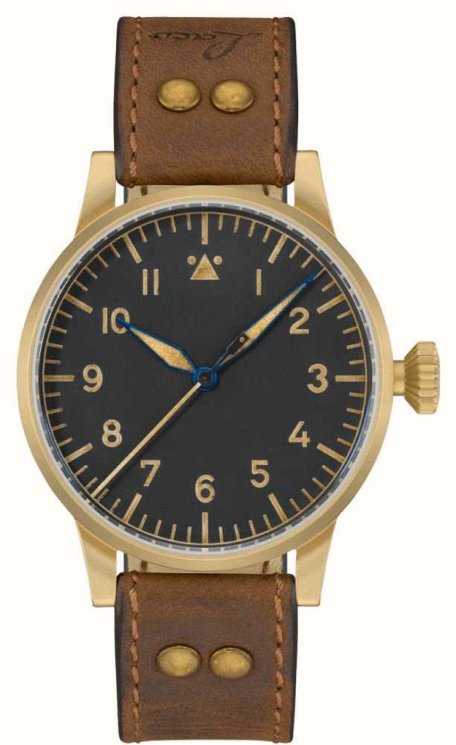 Men'S Laco | Laco Memmingen Bronze Handwinding (42Mm) Black Dial / Brown Leather