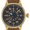 Men'S Laco | Laco Leipzig Bronze Handwinding (42Mm) Black Dial / Brown Leather