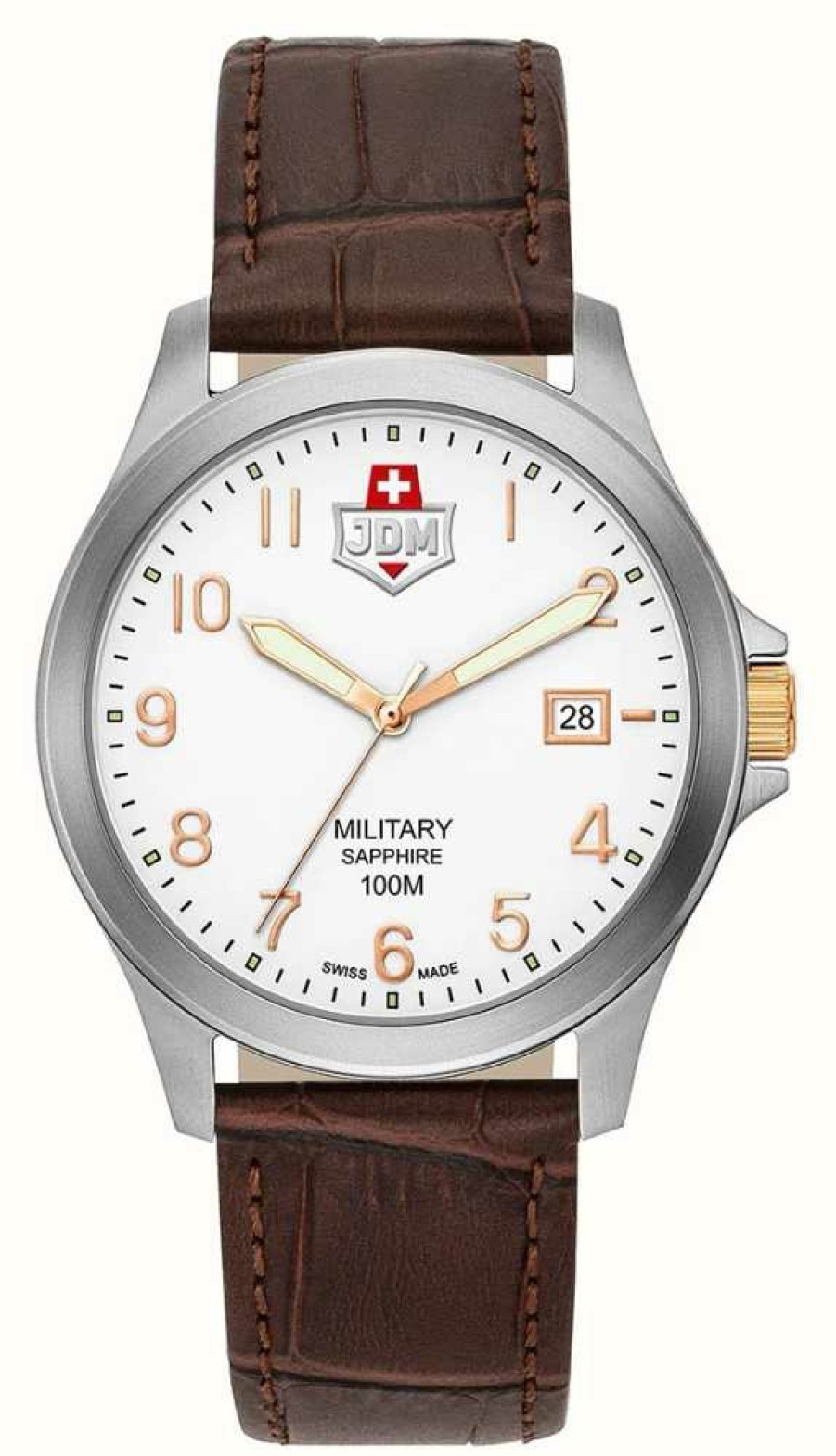 Men'S JDM Military | Jdm Military Alpha I (40Mm) White Dial / Brown Leather