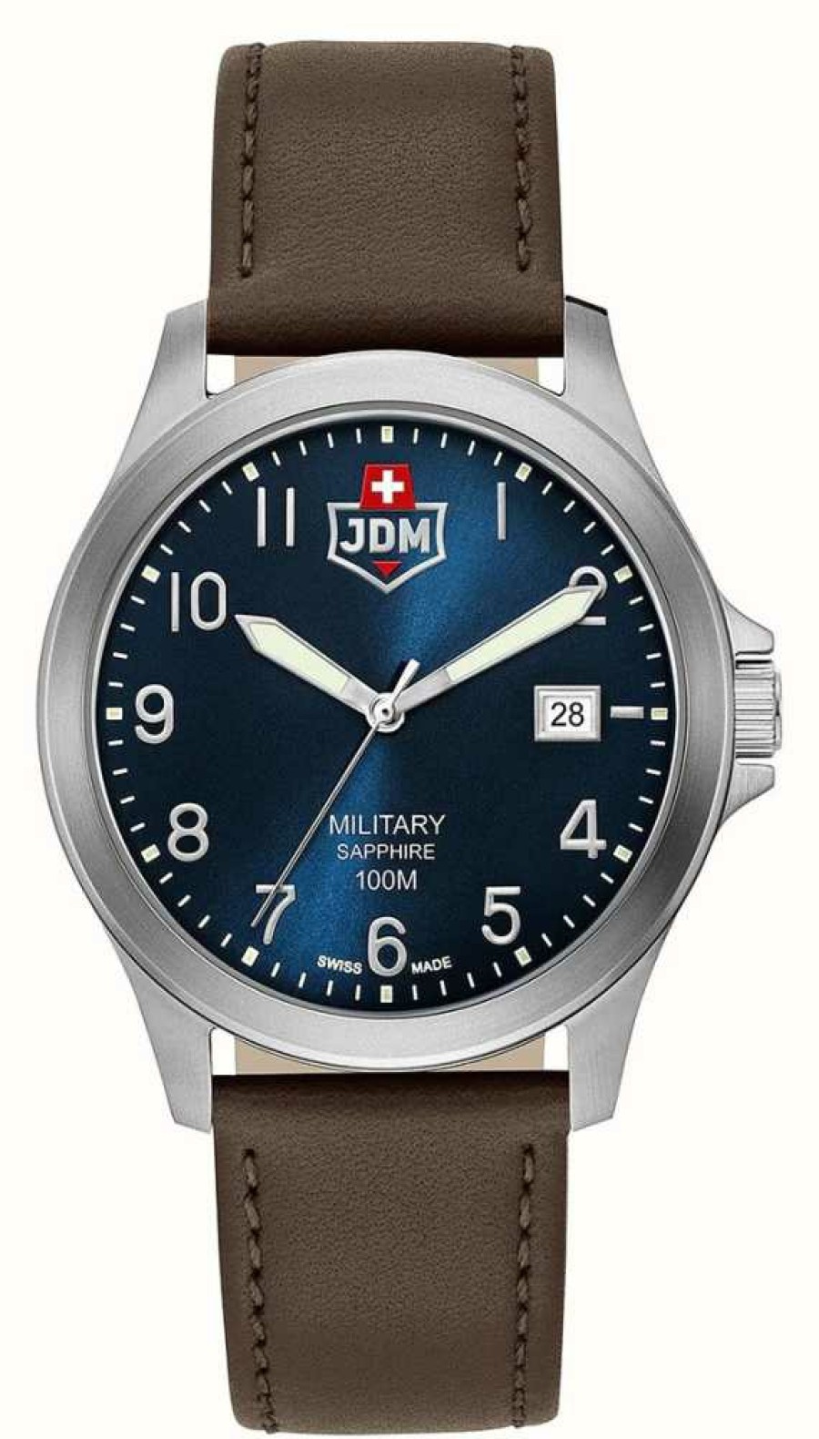 Men'S JDM Military | Jdm Military Alpha I (40Mm) Blue Dial / Brown Leather