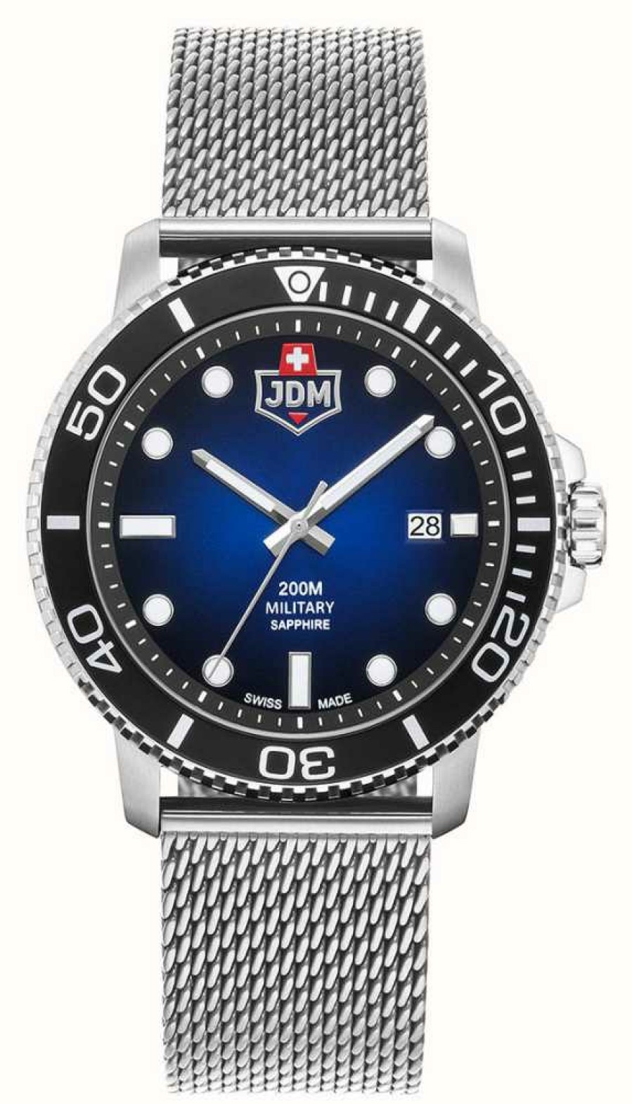 Men'S JDM Military | Jdm Military Tango (44Mm) Blue Dial / Stainless Steel Mesh