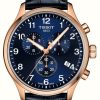 Men'S Tissot | Tissot Chrono Xl Classic (45Mm) Deep Blue Dial / Blue Leather