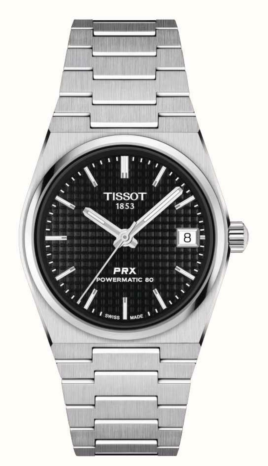 Men'S Tissot | Tissot Prx Powermatic 80 (35Mm) Black Dial / Stainless Steel