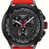 Men'S Tissot | Tissot T-Race Cycling Vuelta Special Edition (45Mm) Black Dial / Red Rubber Strap Set