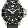 Men'S Hamilton | Hamilton Khaki Navy Frogman Automatic (46Mm) Black Dial / Black Rubber Strap